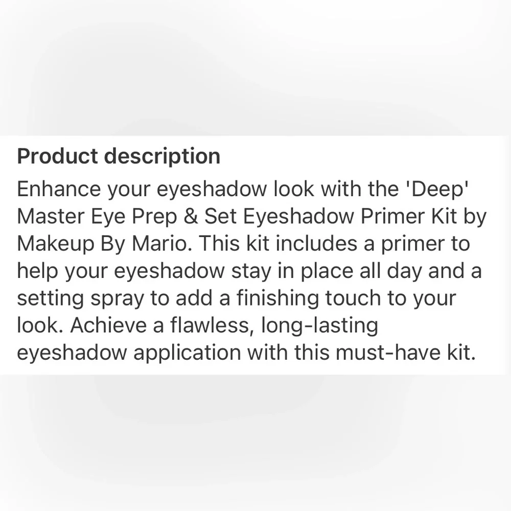 Makeup By Mario Master Prep & Set (Deep) Eye Primer Kit  (BNIB)